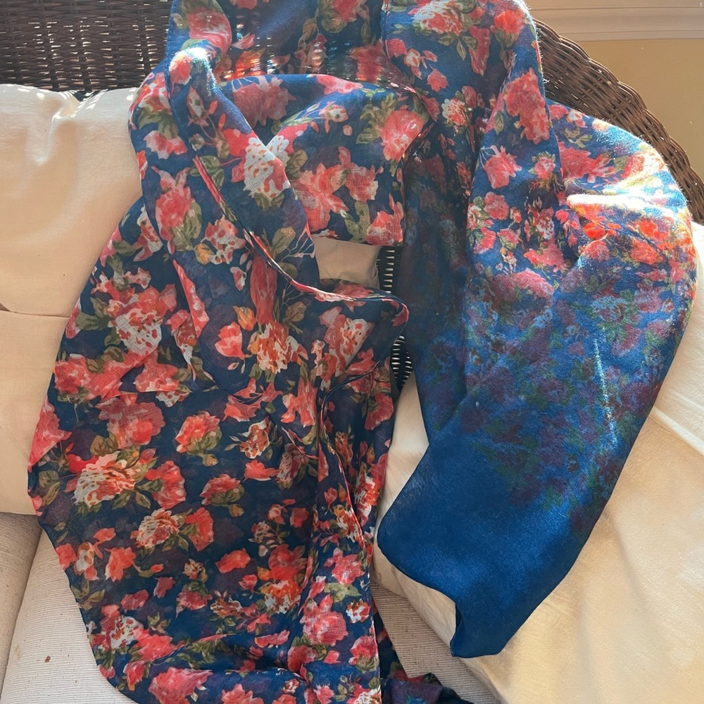 Soft floral Scarf, wrap or headscarf